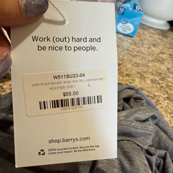 Barry's Heather Gray Crop Top Large NWT - Picture 6 of 8
